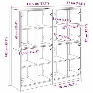 Vysoký bufet 2 pcs Černý dub 68 x 37 x 142 cm kompozitní dřevo - obrázek 13