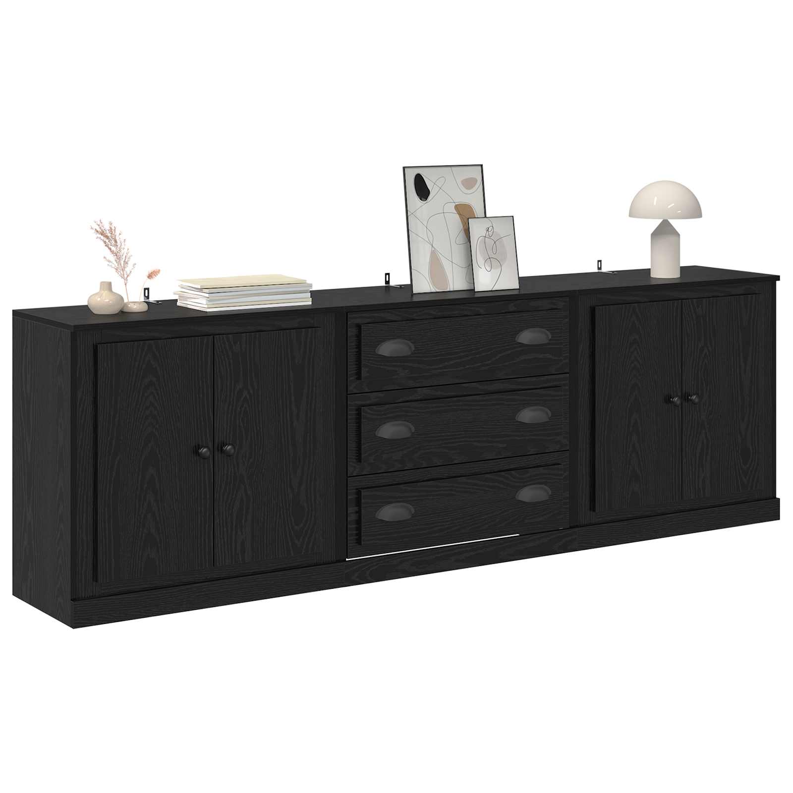 Thumbnail - vidaXL Sideboards 3 pcs Schwarz Eichen-Optik 70 x 35,5 x 67,5 cm