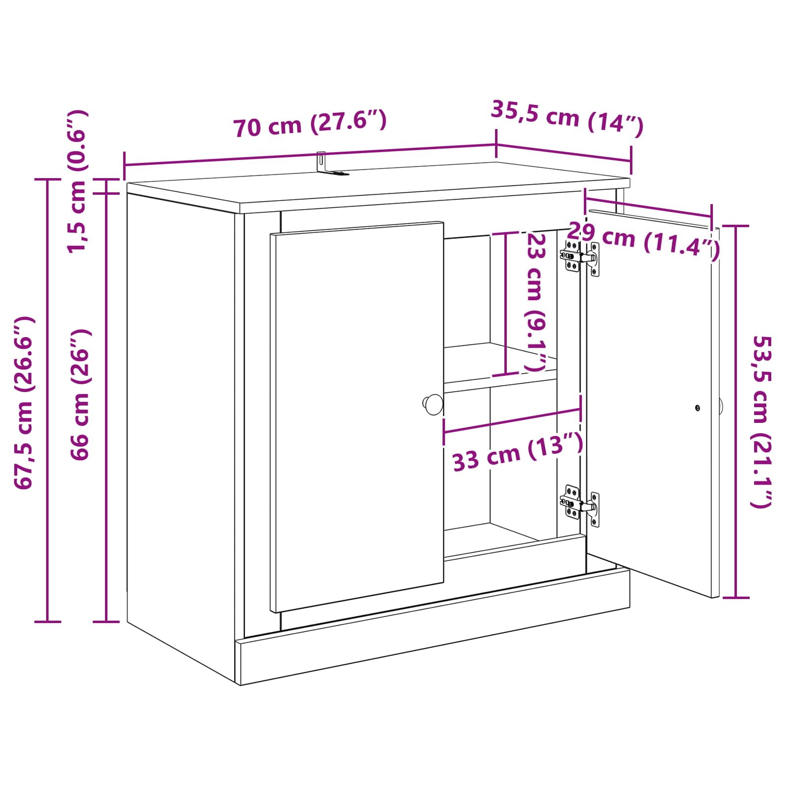 Konzole 3 pcs Černý dub 70 x 35,5 x 67,5 cm kompozitní dřevo - obrázek 14