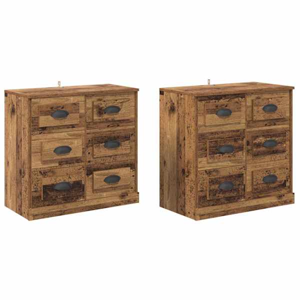 vidaXL Kappide k&uuml;lgedel 2 tk Vana puit 70 x 35,5 x 67,5 cm Tehispuit
