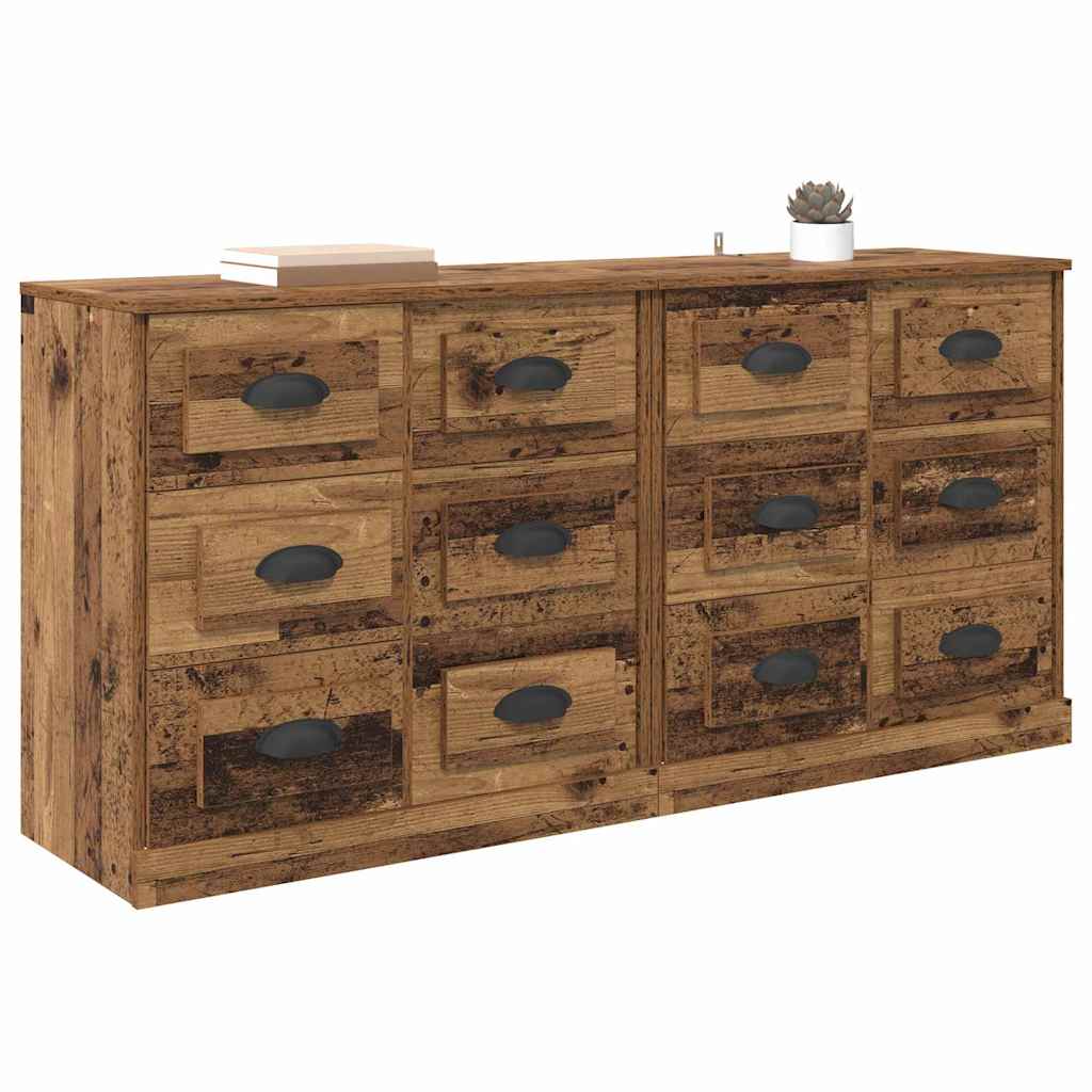 vidaXL Dressoirs 2 pcs Oud Hout 70 x 35,5 x 67,5 cm Bewerkt hout
