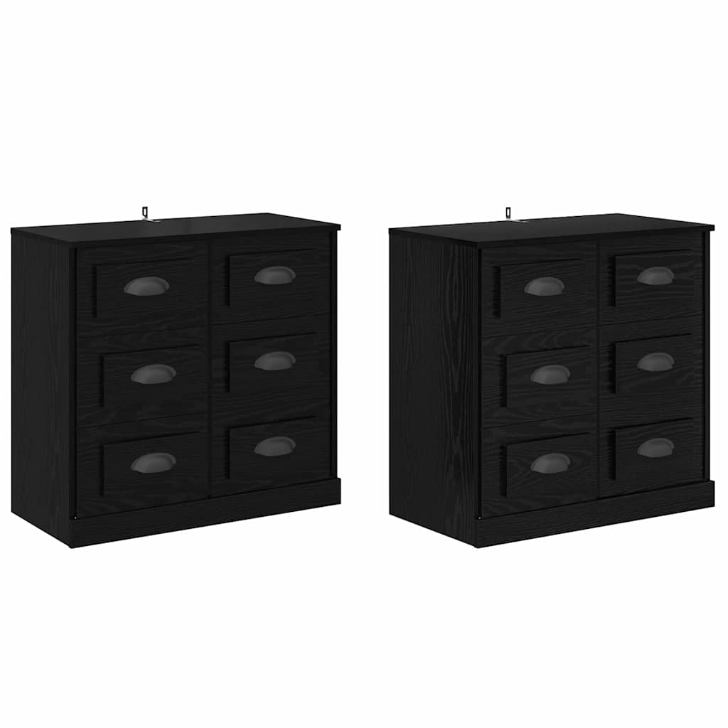 Thumbnail - vidaXL Sideboards 2 pcs Schwarz Eichen-Optik 70 x 35,5 x 67,5 cm