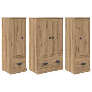 Vysoký bufet se zásuvkou 3 pcs Artisanový dub kompozitní dřevo - obrázek 2