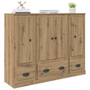 Vysoký bufet se zásuvkou 3 pcs Artisanový dub kompozitní dřevo - obrázek 3