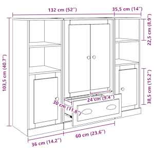 Vysoký bufet se zásuvkou 3 pcs Staré dřevo kompozitní dřevo - obrázek 17