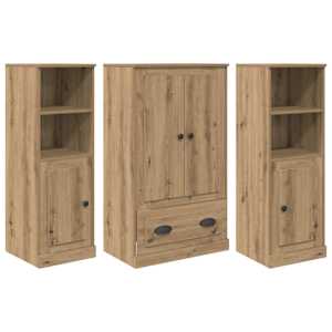 Vysoký bufet 3 pcs Artisanový dub 132 x 35,5 x 103,5 cm - obrázek 2