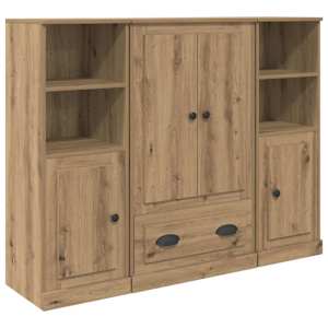 Vysoký bufet 3 pcs Artisanový dub 132 x 35,5 x 103,5 cm - obrázek 5