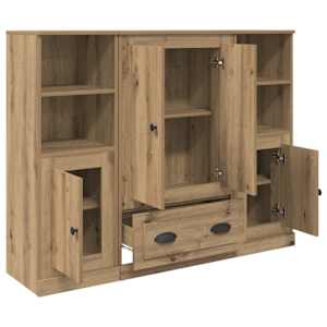 Vysoký bufet 3 pcs Artisanový dub 132 x 35,5 x 103,5 cm - obrázek 6