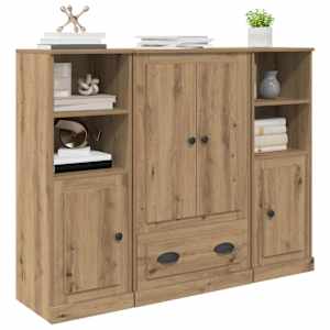 Vysoký bufet 3 pcs Artisanový dub 132 x 35,5 x 103,5 cm - obrázek 3
