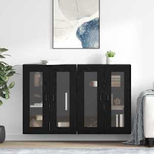 Omarice na steni 2 pcs Črna Orehovina 69,5 x 34 x 90 cm