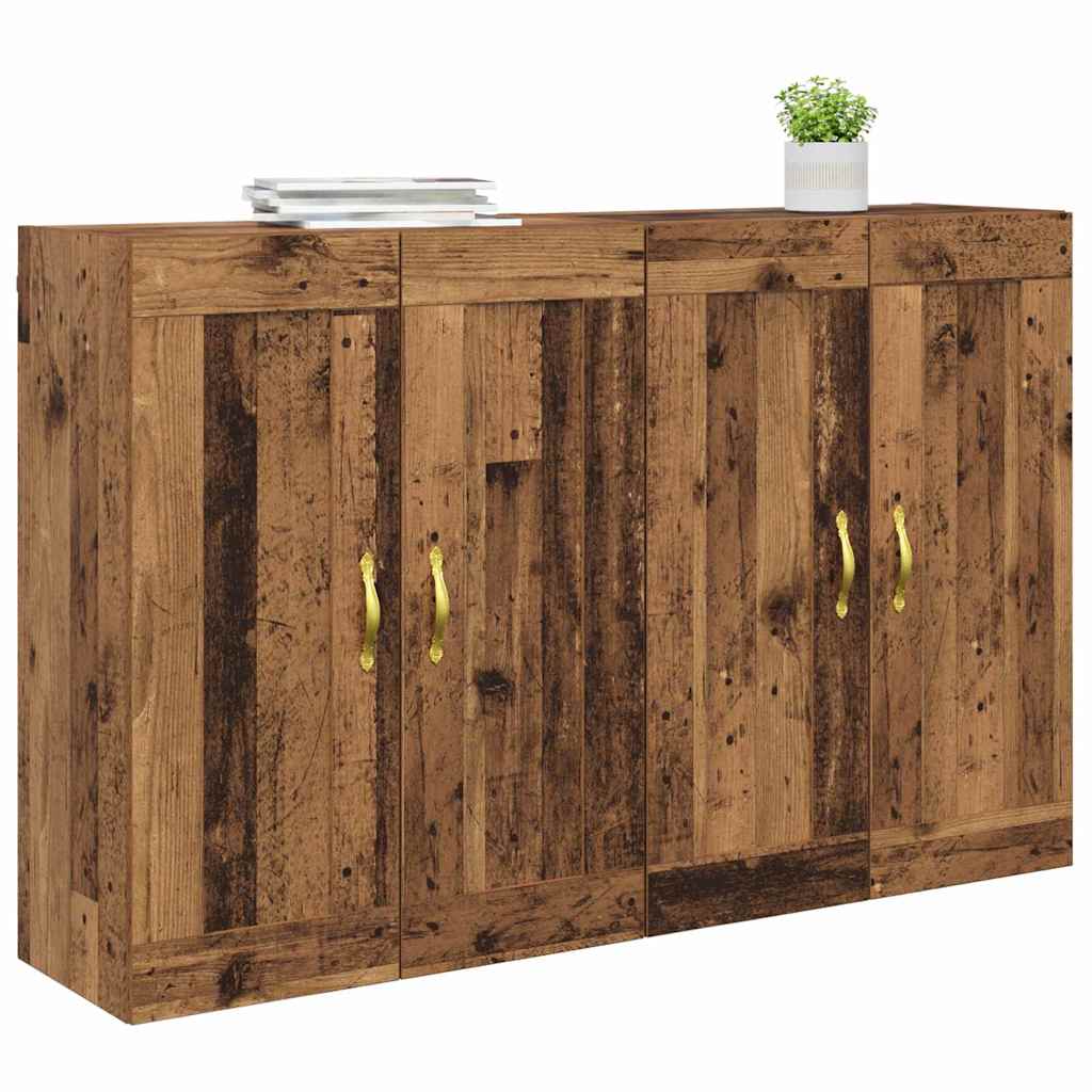 vidaXL Wandkasten 2 pcs Oud Hout 69,5 x 34 x 90 cm Bewerkt hout
