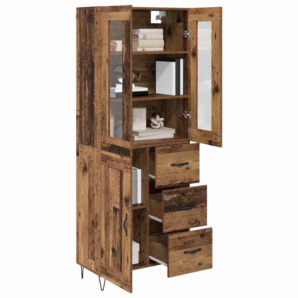 vidaXL Highboard met lade Oud Hout 69,5 x 34 x 180 cm Bewerkt hout