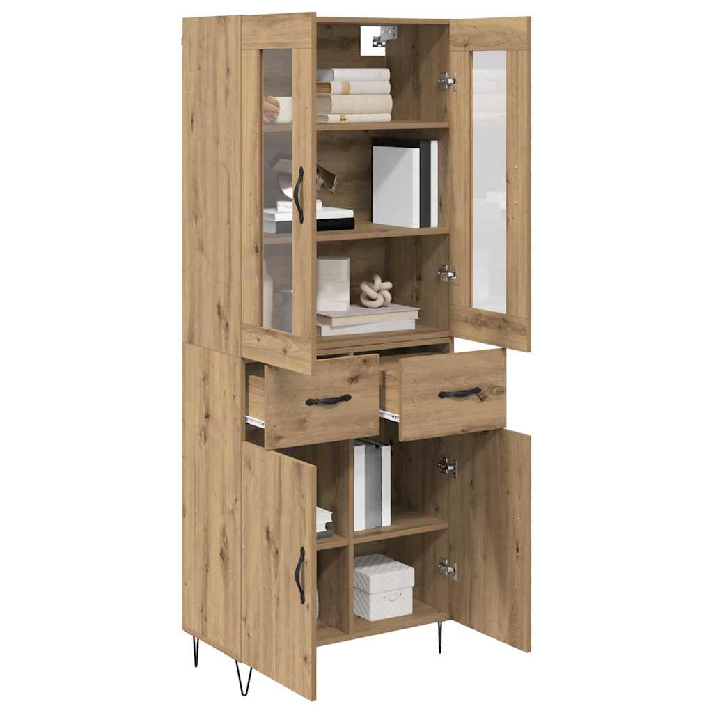 vidaXL Highboard Artisan Eiken 69,5 x 34 x 180 cm Bewerkt hout