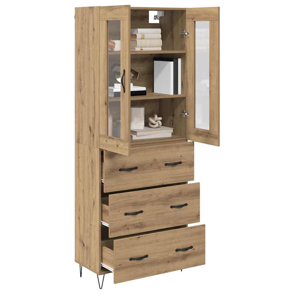 vidaXL Highboard Artisan Eiken 69,5 x 34 x 180 cm Bewerkt hout