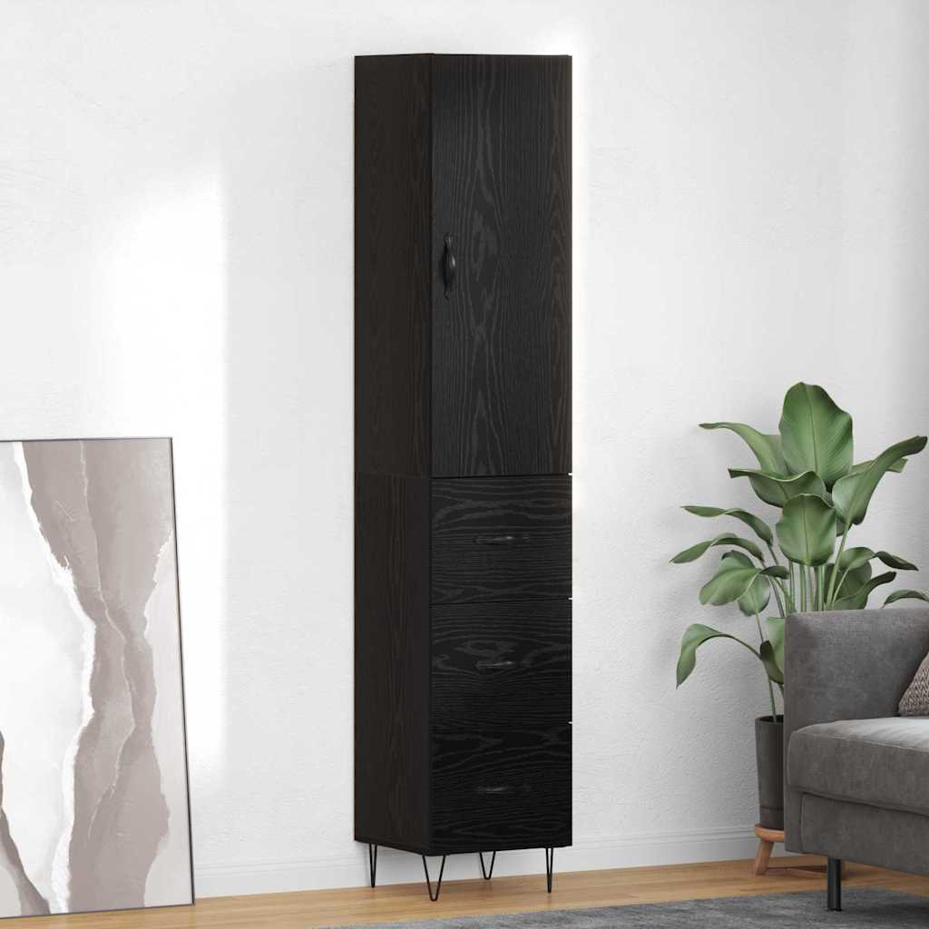 Mobilă și Mobilier - Bufet cu sertar Stejar Negru 69,5 x 34 x 180 cm Lemn compozit
