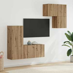 Televizní skříň Nástěnný 4 pcs Artisanový dub kompozitní dřevo