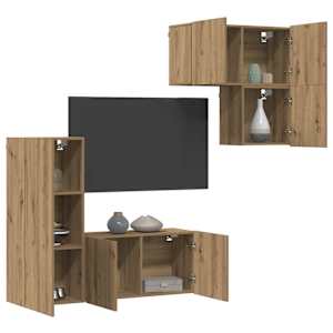 Televizní skříň Nástěnný 4 pcs Artisanový dub kompozitní dřevo - obrázek 3