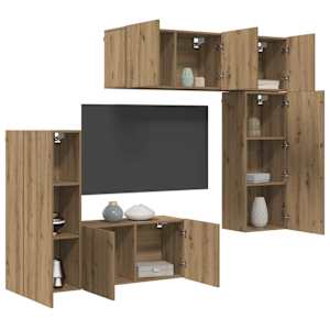 Nástěnná skříňka na TV 5 pcs Artisanový dub kompozitní dřevo - obrázek 3