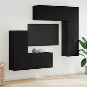 TV zidna enota 5 pcs Črni hrast Konstruiran les