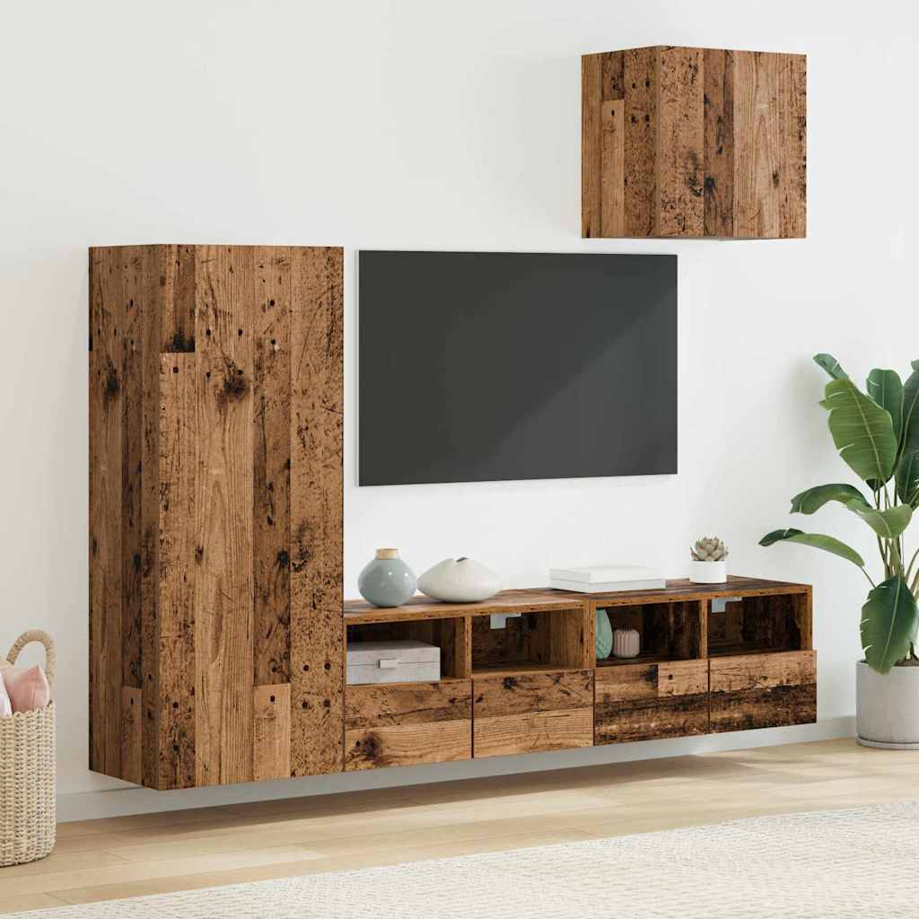 Mobilă și Mobilier - Unități pentru Pereți de TV 4 pcs Lemn Vechi Lemn compozit