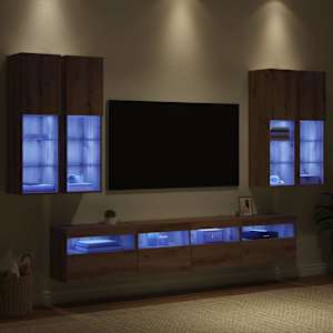 Sada nástěnného TV černíku s LED osvětlením 7 pcs dub artisan - obrázek 5