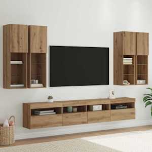 Sada nástěnného TV černíku s LED osvětlením 7 pcs dub artisan - obrázek 1
