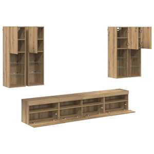 Sada nástěnného TV černíku s LED osvětlením 7 pcs dub artisan - obrázek 9