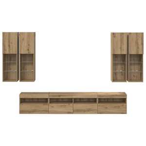Sada nástěnného TV černíku s LED osvětlením 7 pcs dub artisan - obrázek 10