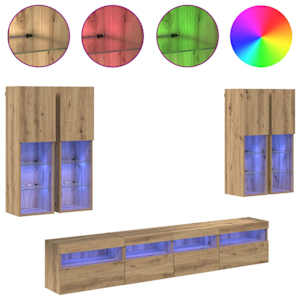 Sada nástěnného TV černíku s LED osvětlením 7 pcs dub artisan - obrázek 4