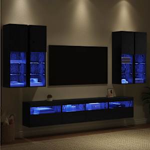Sada nástěnného TV černíku s LED osvětlením 7 pcs Černý dub - obrázek 5