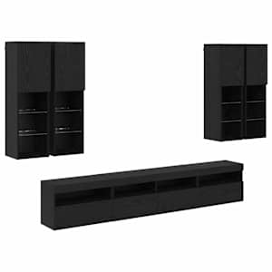 Sada nástěnného TV černíku s LED osvětlením 7 pcs Černý dub - obrázek 2
