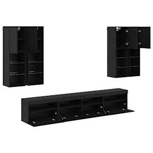 Sada nástěnného TV černíku s LED osvětlením 7 pcs Černý dub - obrázek 9