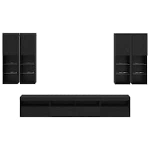 Sada nástěnného TV černíku s LED osvětlením 7 pcs Černý dub - obrázek 10
