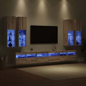 Sada televizního nástěnného kabinetu 7 pcs Artisanový dub - obrázek 5