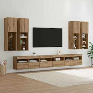Sada televizního nástěnného kabinetu 7 pcs Artisanový dub