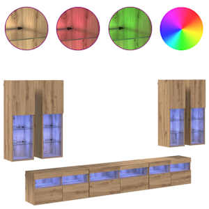 Sada televizního nástěnného kabinetu 7 pcs Artisanový dub - obrázek 4