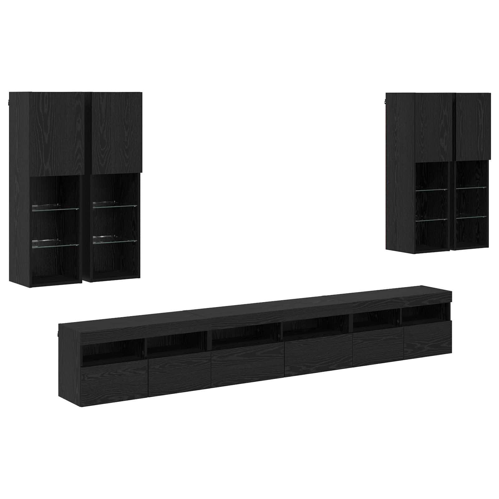 TV seinakapikomplekt 7 pcs Must tamm Tehispuit 2 Kõik vajalik sinu aeda ja koju! TV seinakapikomplekt 7 pcs Must tamm Tehispuit - Image 2