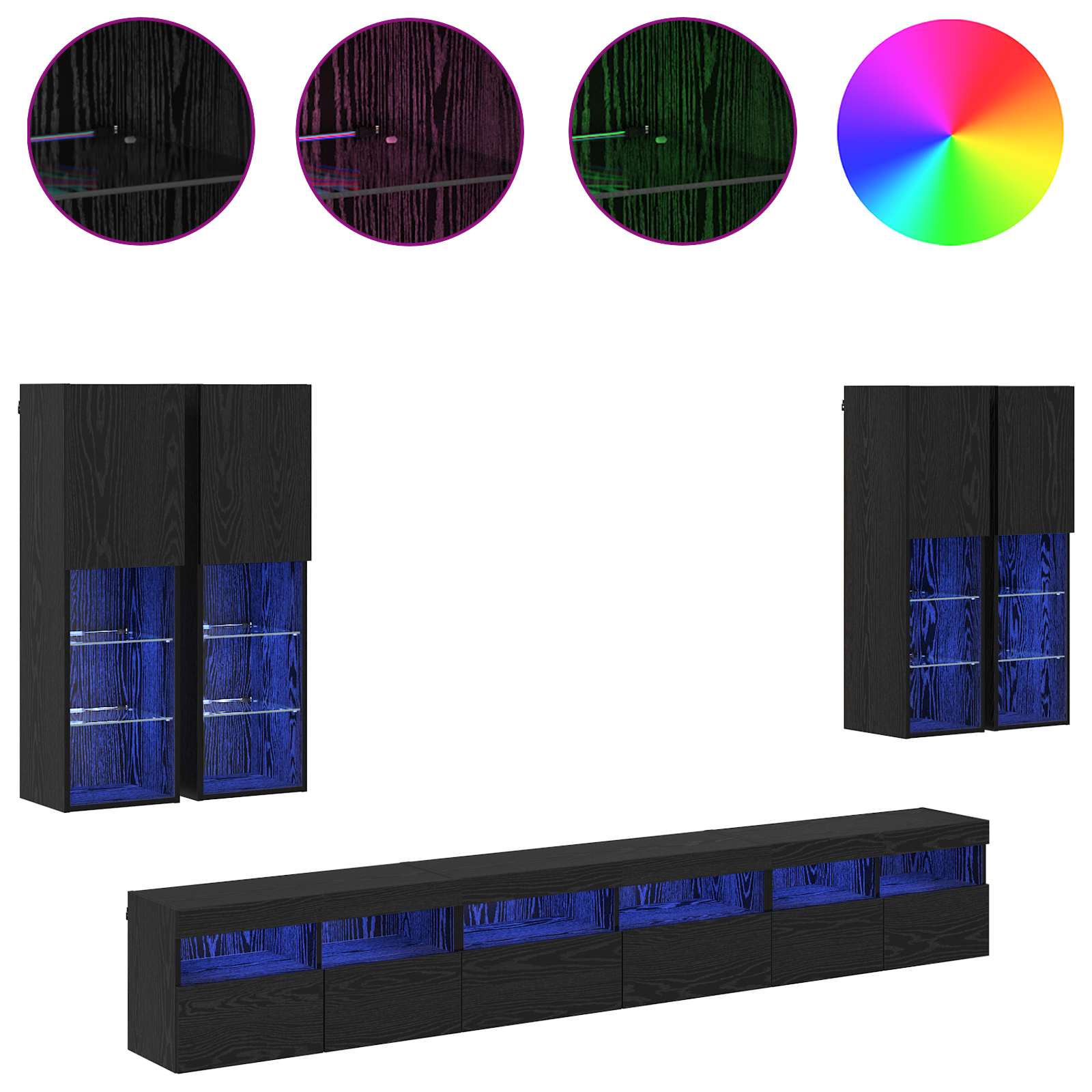 TV seinakapikomplekt 7 pcs Must tamm Tehispuit 4 Kõik vajalik sinu aeda ja koju! TV seinakapikomplekt 7 pcs Must tamm Tehispuit - Image 4