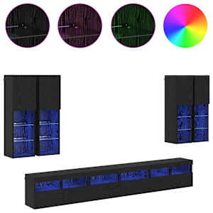 Sada televizního nástěnného kabinetu Nástěnný 7 pcs Černý dub - obrázek 4