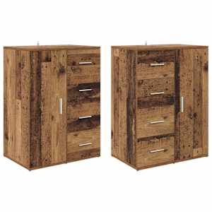 Konzole se zásuvkou Corona 2 pcs Staré dřevo 59 x 39 x 80 cm - obrázek 2