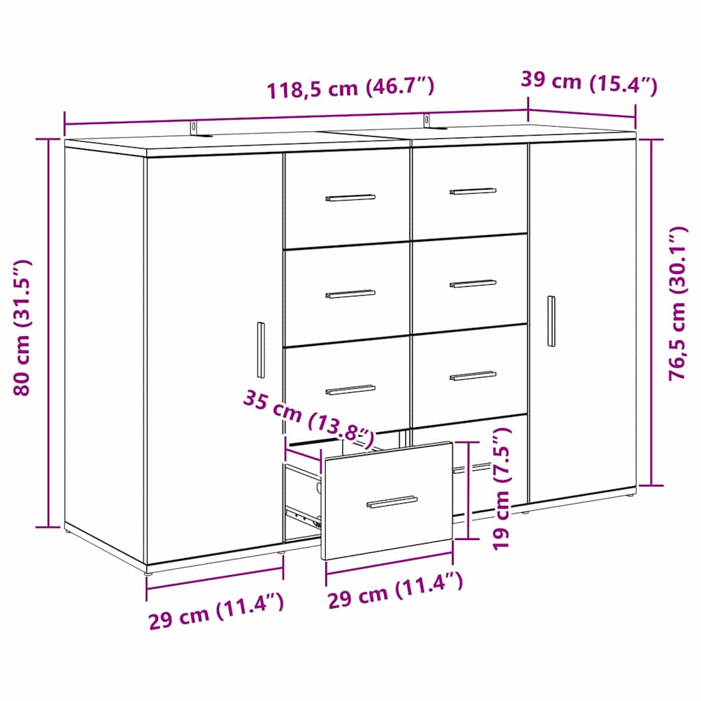 Konzole se zásuvkou Corona 2 pcs Staré dřevo 59 x 39 x 80 cm - obrázek 15