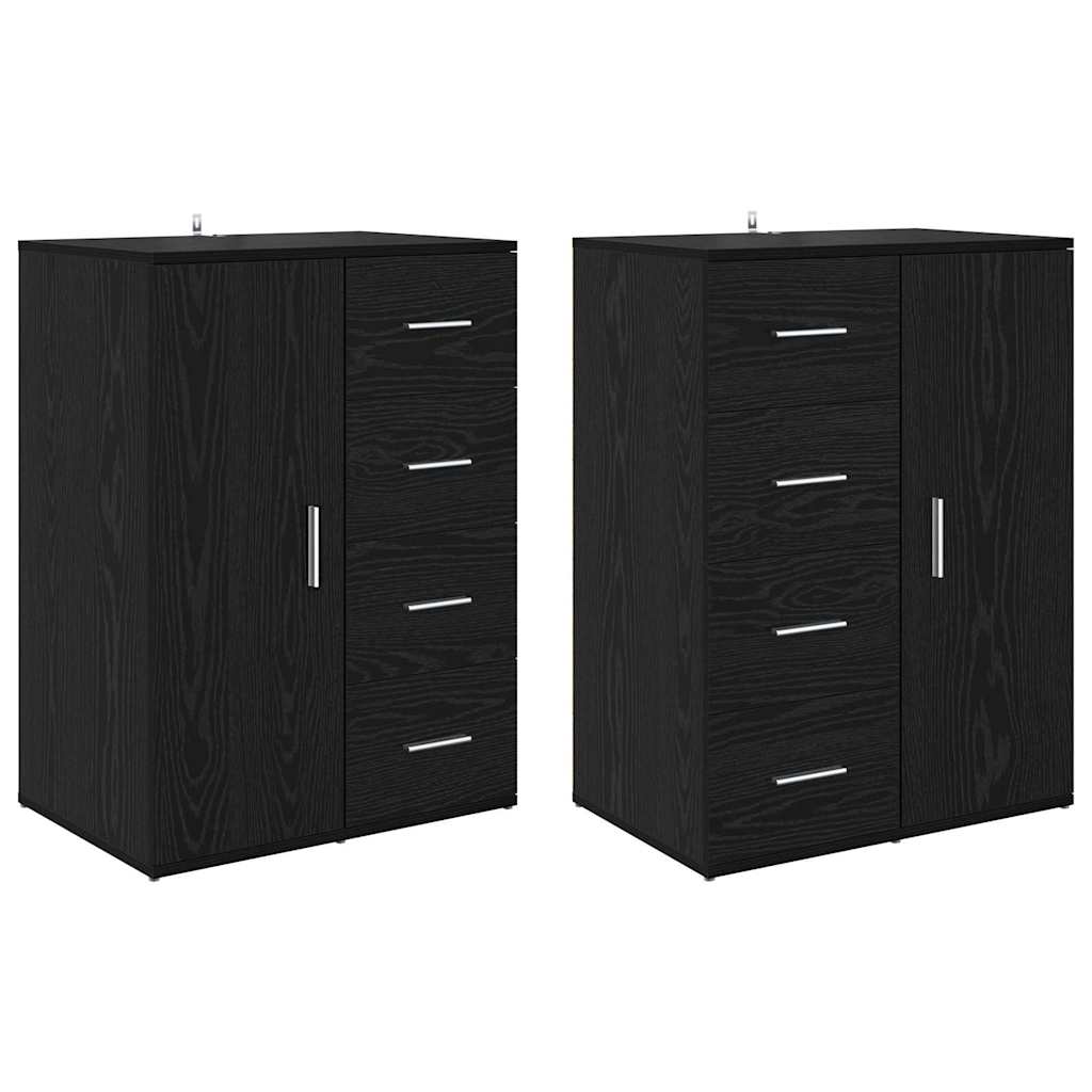 Thumbnail - vidaXL Sideboards Corona 2 pcs Schwarz Eichen-Optik 59 x 39 x 80 cm