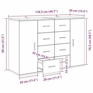 Konzole Corona 2 pcs Černý dub 59 x 39 x 80 cm kompozitní dřevo - obrázek 15