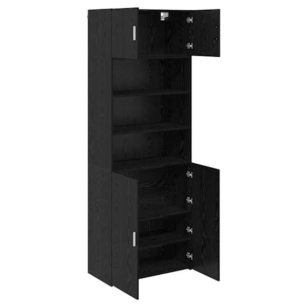 vidaXL Hoiukapp Must tamm 80 x 42,5 x 225 cm Tehispuit
