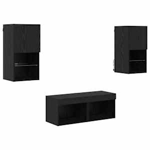 Skříňky na TV zeď Nástěnný 4 pcs Černý dub kompozitní dřevo - obrázek 2