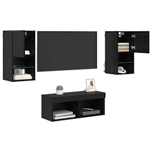 Skříňky na TV zeď Nástěnný 4 pcs Černý dub kompozitní dřevo - obrázek 3