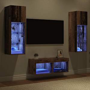 Skříňky na TV zeď 4 pcs Artisanový dub kompozitní dřevo - obrázek 5