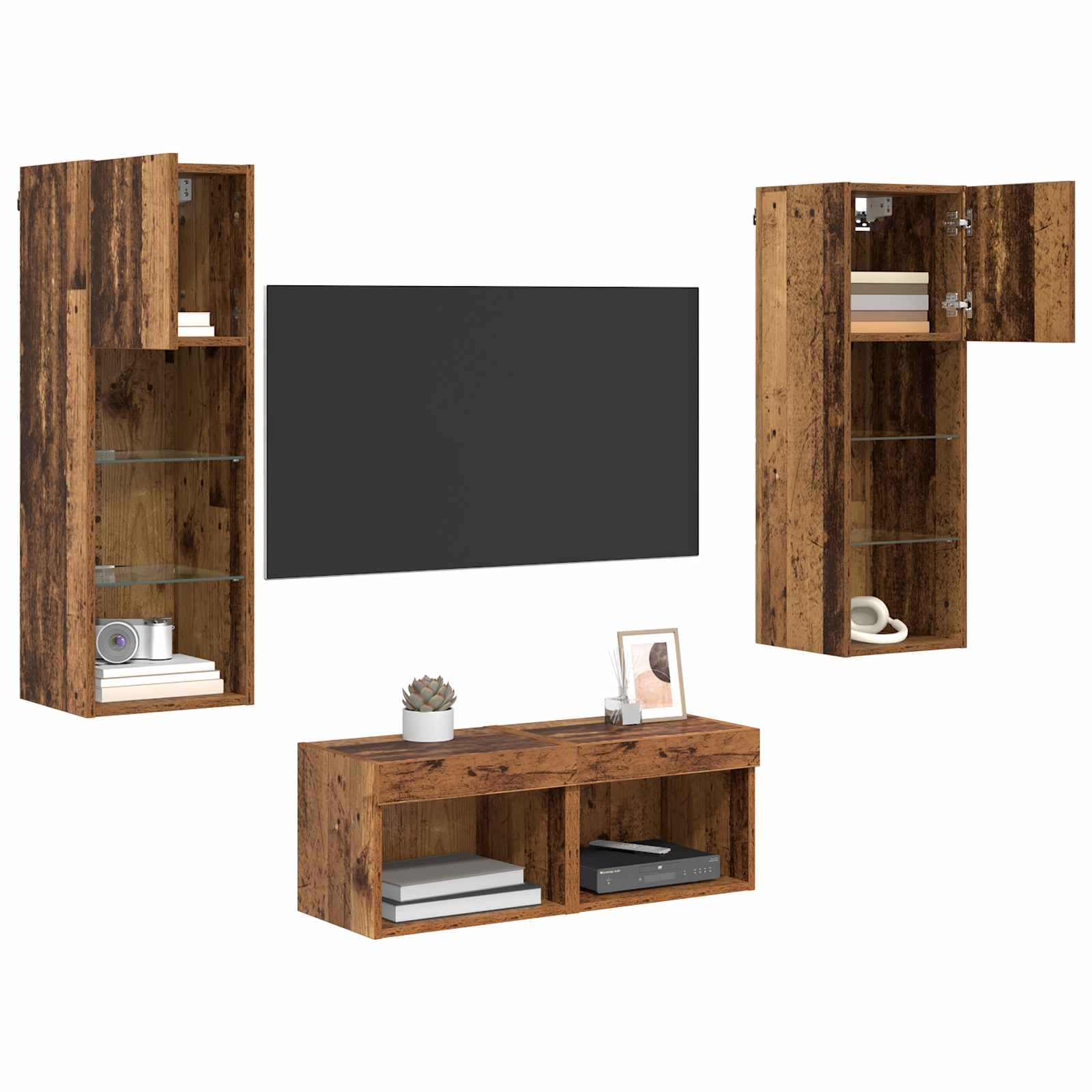 vidaXL TV Wandkasten 4 pcs Artisan Eiken 40 x 30 x 30 cm Bewerkt hout