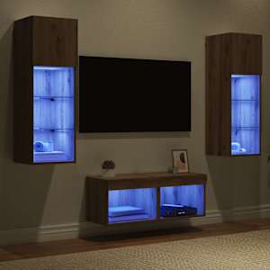 Skříňky na TV zeď Nástěnný 4 pcs Černý dub kompozitní dřevo - obrázek 5