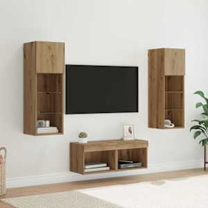 Skříňky na TV zeď Nástěnný 4 pcs Černý dub kompozitní dřevo - obrázek 1